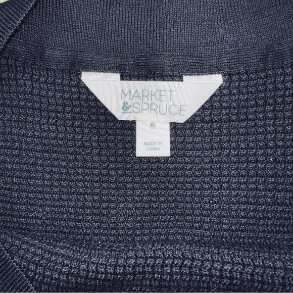 Market & Spruce Striped Navy and Cream Sweater XL Textured Knit Long Sleeve Top - Picture 5 of 6